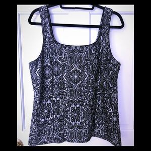 WHBM Dressy Tank Black & Silver